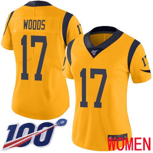 Los Angeles Rams Limited Gold Women Robert Woods Jersey NFL Football #17 100th Season Rush Vapor Untouchable